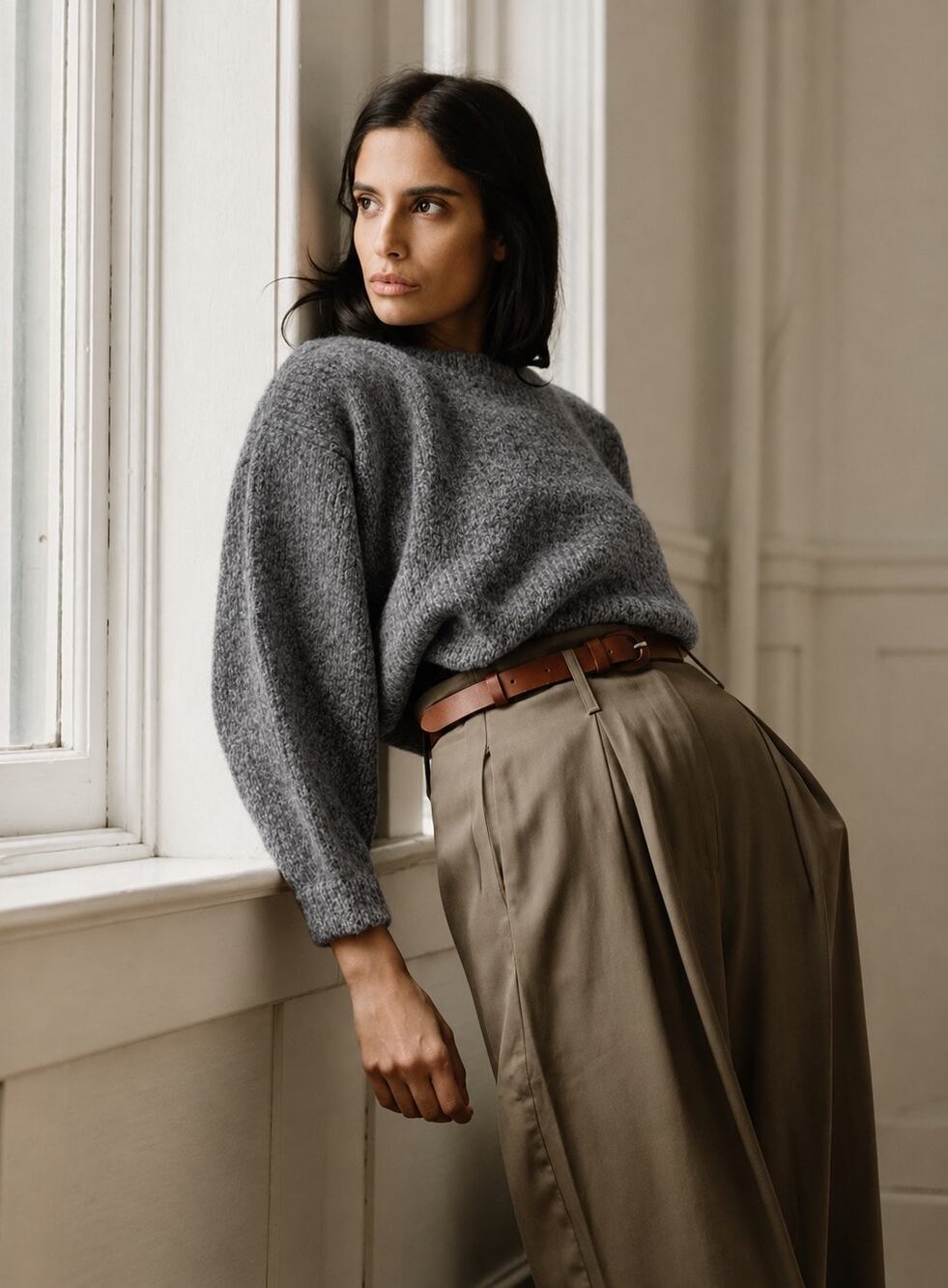 Atelier Delphine Balloon Sleeve Alpaca Merino Wool Sweater Gray M/L